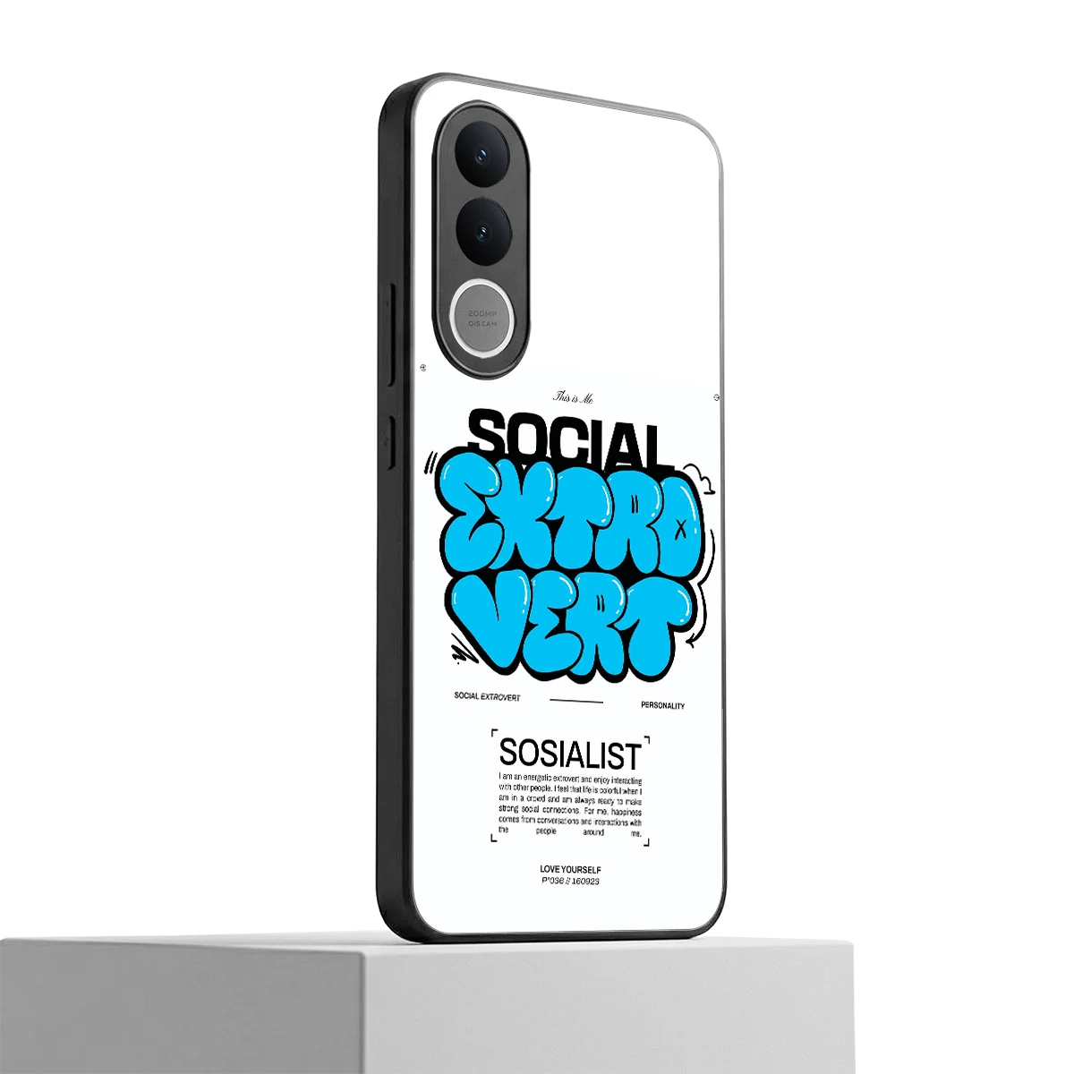 Social Extrovert vivo v70 fe mobile cover | shockproof glass phone case
