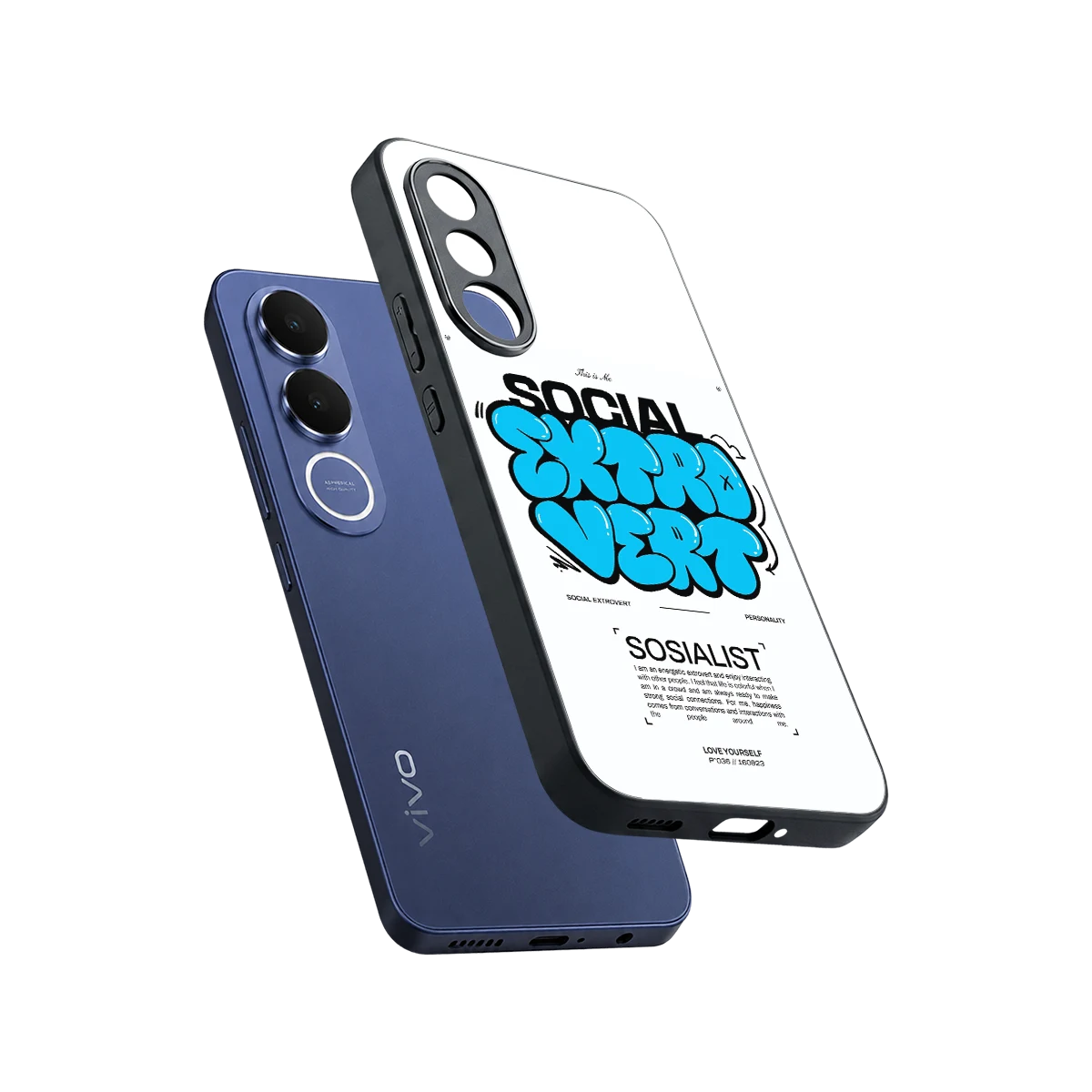 Social Extrovert sleek vivo v70 fe cover with tempered glass back and TPU edges