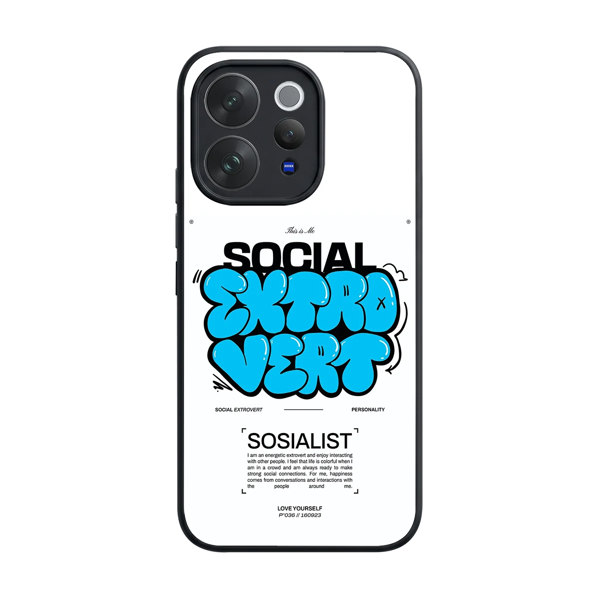 Social Extrovert back phone cover | glass case for vivo v70 elite