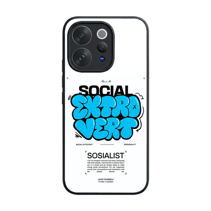 Social Extrovert back phone cover | glass case for vivo v70 elite