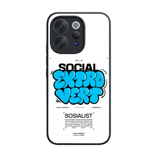 Social Extrovert back phone cover | glass case for vivo v70 elite