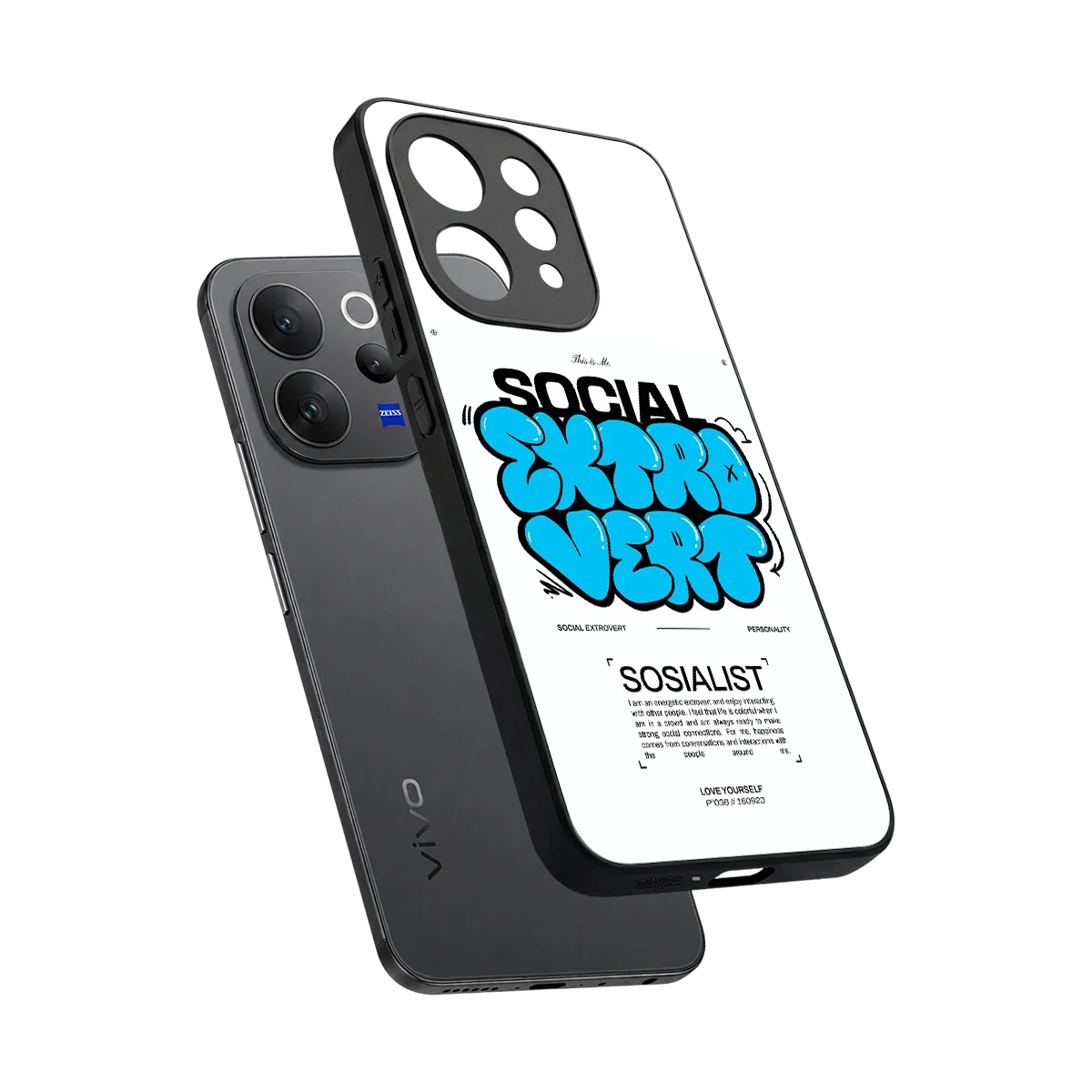 Social Extrovert sleek vivo v70 cover with tempered glass back and TPU edges