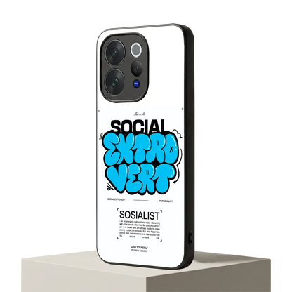 Social Extrovert vivo v70 mobile cover | shockproof glass phone case