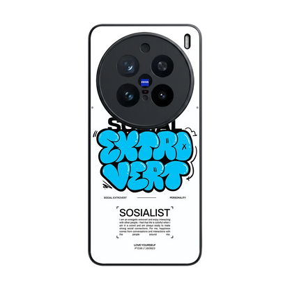 Social Extrovert back phone cover | glass case for vivo x200 pro