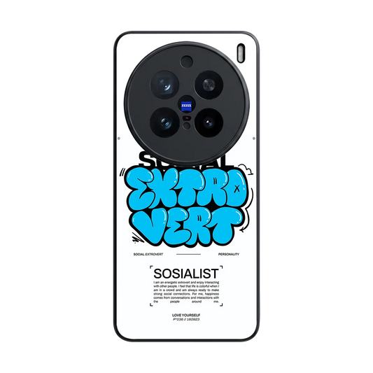 Social Extrovert back phone cover | glass case for vivo x200 pro