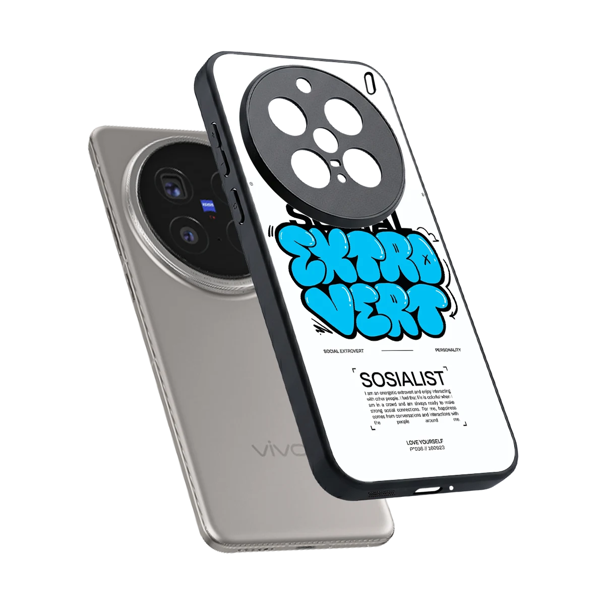 Social Extrovert sleek vivo x200 pro cover with tempered glass back and TPU edges