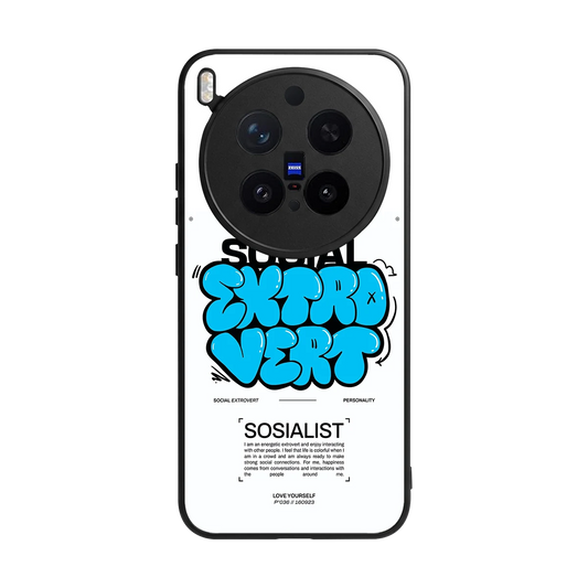 Social Extrovert back phone cover | glass case for vivo x300 pro