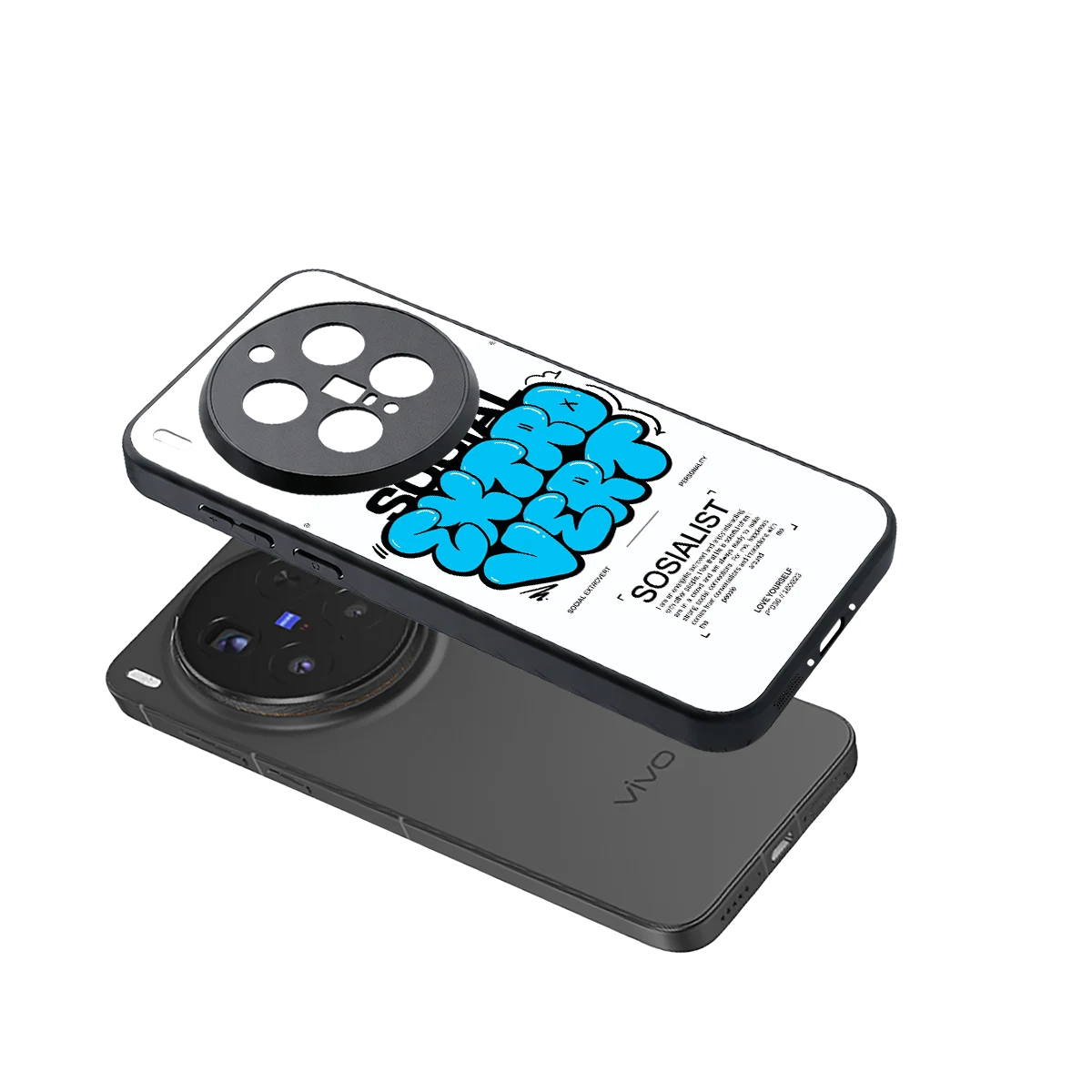Social Extrovert sleek vivo x300 pro cover with tempered glass back and TPU edges