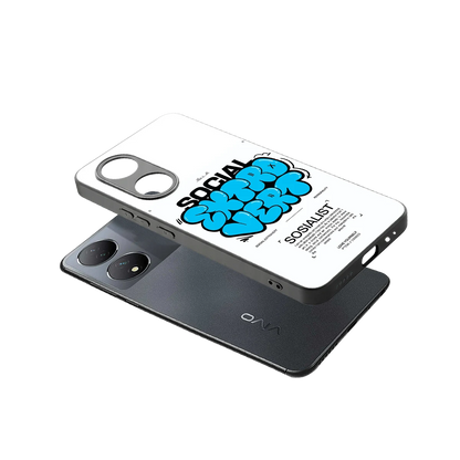 Social Extrovert sleek Vivo-y100 cover with tempered glass back and TPU edges