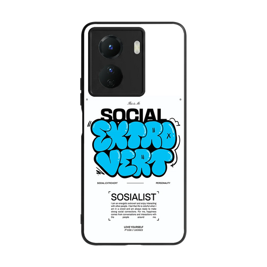 Social Extrovert back phone cover | glass case for vivo y16
