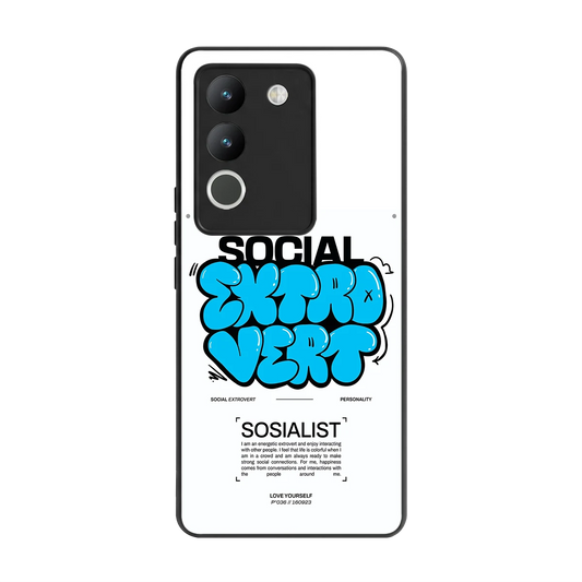 Social Extrovert back phone cover | glass case for vivo y200 5g