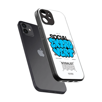 Social Extrovert sleek iphone 12 cover with tempered glass back and TPU edges