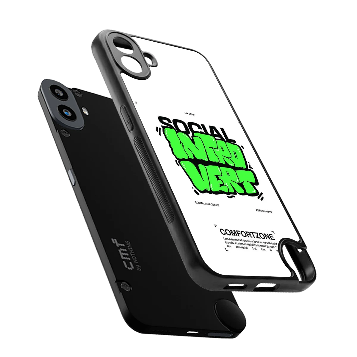 Social Introvert sleek cmf nothing phone 1 cover with tempered glass back and TPU edges