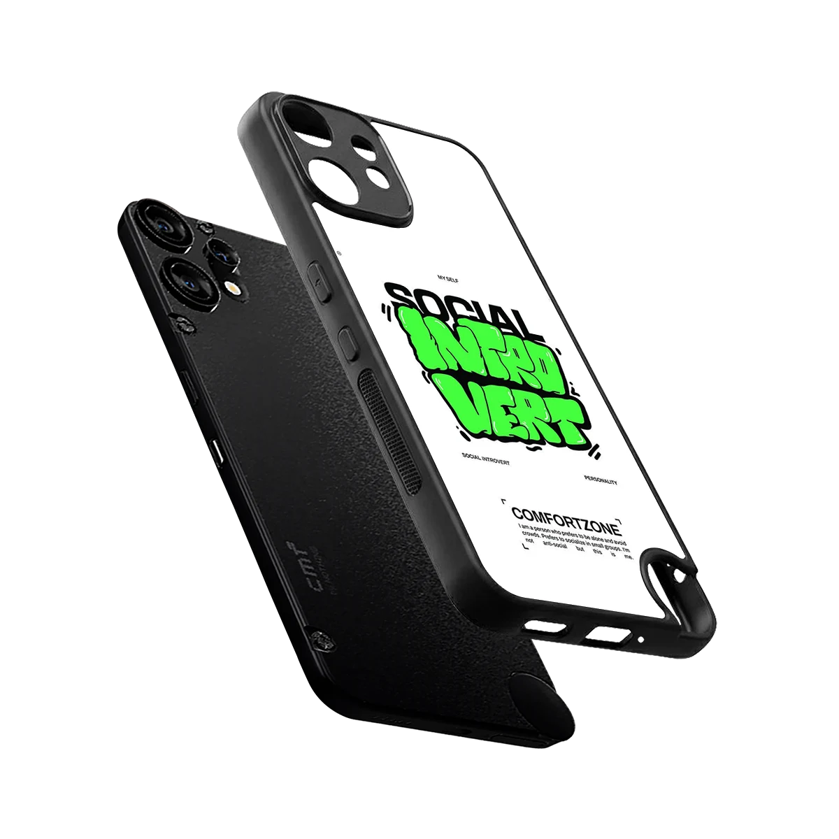 Social Introvert sleek cmf nothing phone 2 pro cover with tempered glass back and TPU edges