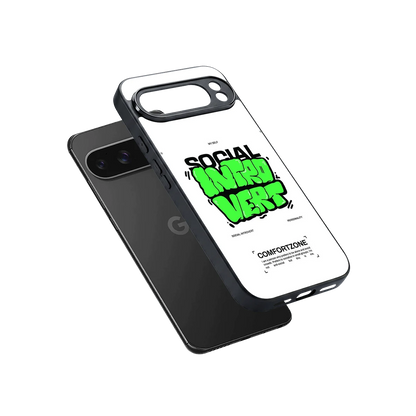 Social Introvert sleek google pixel 10 pro xl cover with tempered glass back and TPU edges