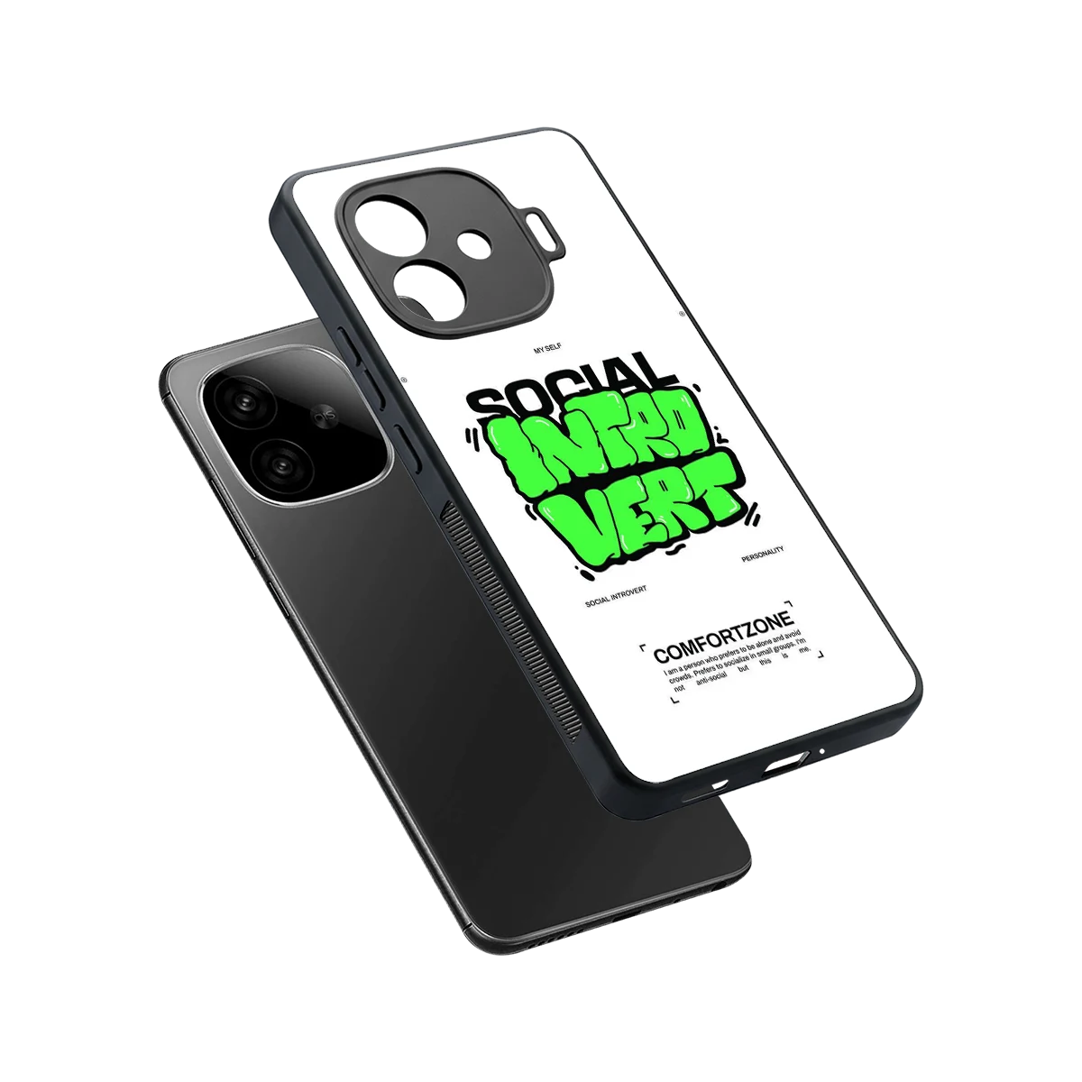 Social Introvert sleek iqoo neo 10r 5g cover with tempered glass back and TPU edges