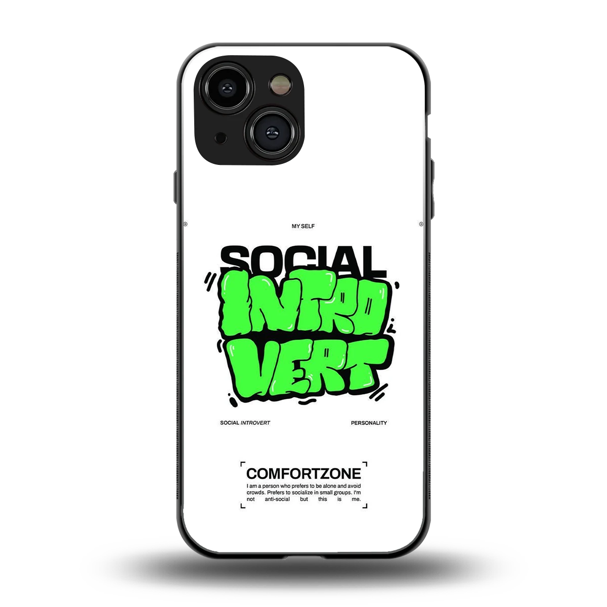 Social Introvert back phone cover | glass case for iphone 13 mini