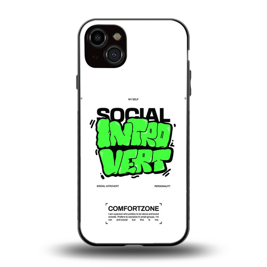 Social Introvert back phone cover | glass case for iphone 15 plus