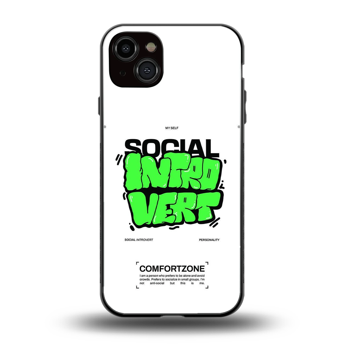 Social Introvert back phone cover | glass case for iphone 14 plus