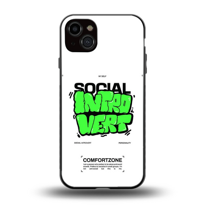 Social Introvert back phone cover | glass case for iphone 14 plus
