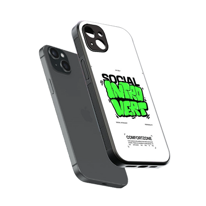 Social Introvert sleek iphone 15 plus cover with tempered glass back and TPU edges