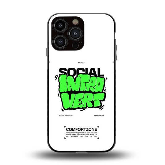 Social Introvert back phone cover | glass case for iphone 15 pro max