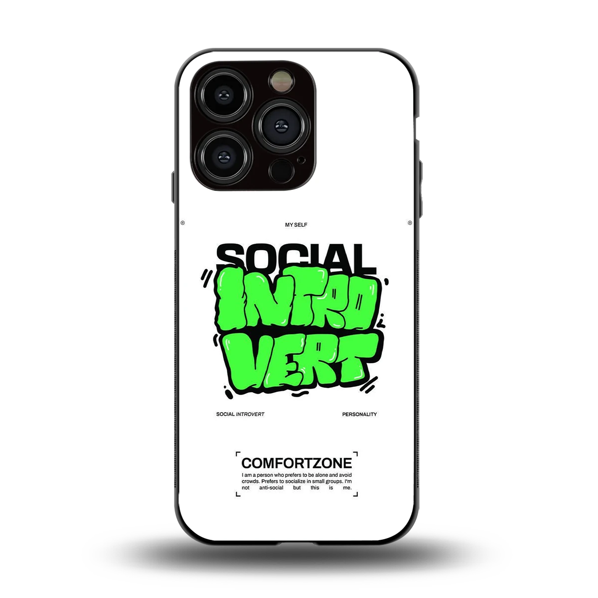 Social Introvert back phone cover | glass case for iphone 15 pro