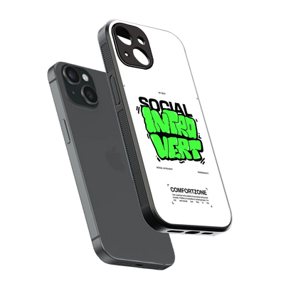 Social Introvert sleek iphone 15 cover with tempered glass back and TPU edges