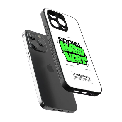 Social Introvert sleek iphone 15 pro cover with tempered glass back and TPU edges