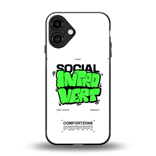 Social Introvert back phone cover | glass case for iphone 16 plus