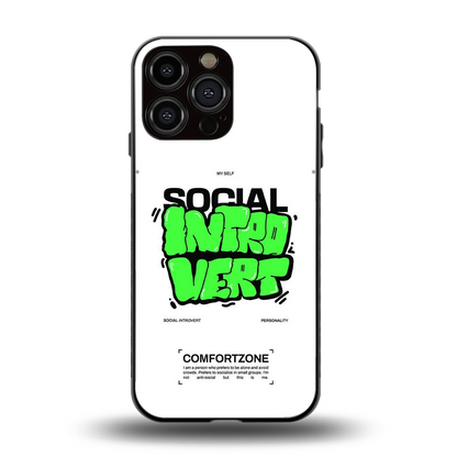 Social Introvert back phone cover | glass case for iphone 16 pro max