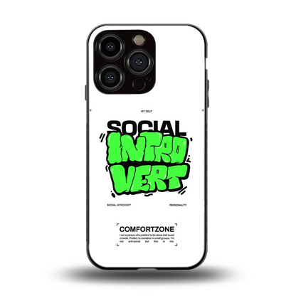 Social Introvert back phone cover | glass case for iphone 16 pro