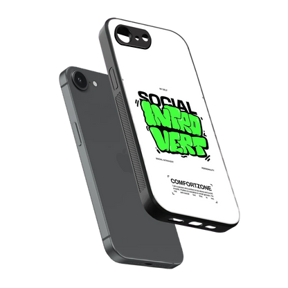 Social Introvert sleek iphone 16e cover with tempered glass back and TPU edges