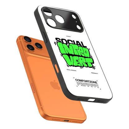 Social Introvert sleek iphone 17 pro max cover with tempered glass back and TPU edges