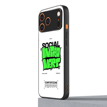 Social Introvert iphone 17 pro max mobile cover | shockproof glass phone case