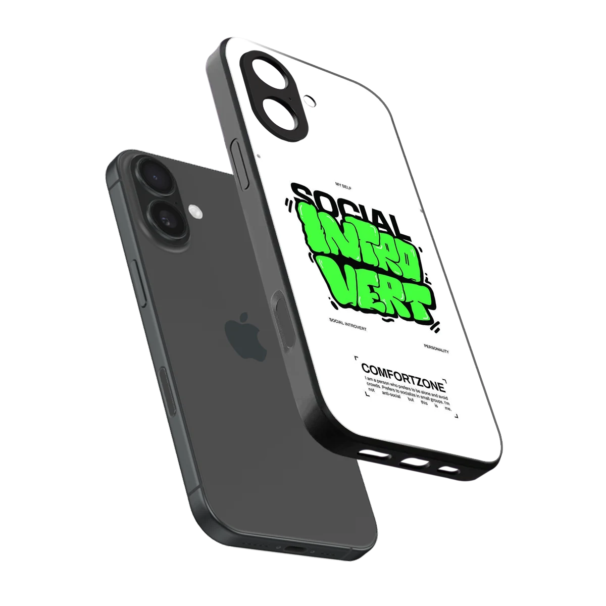 Social Introvert sleek iphone 17 cover with tempered glass back and TPU edges