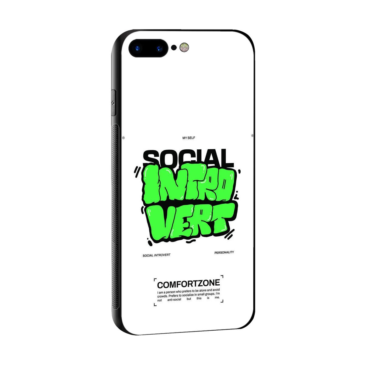 Social Introvert sleek iphone 8 plus cover with tempered glass back and TPU edges