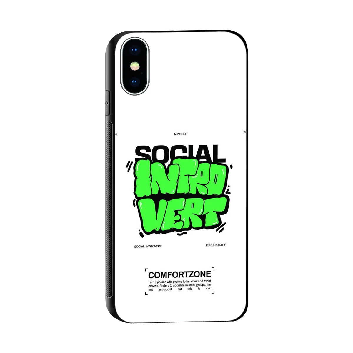 Social Introvert sleek iphone x cover with tempered glass back and TPU edges