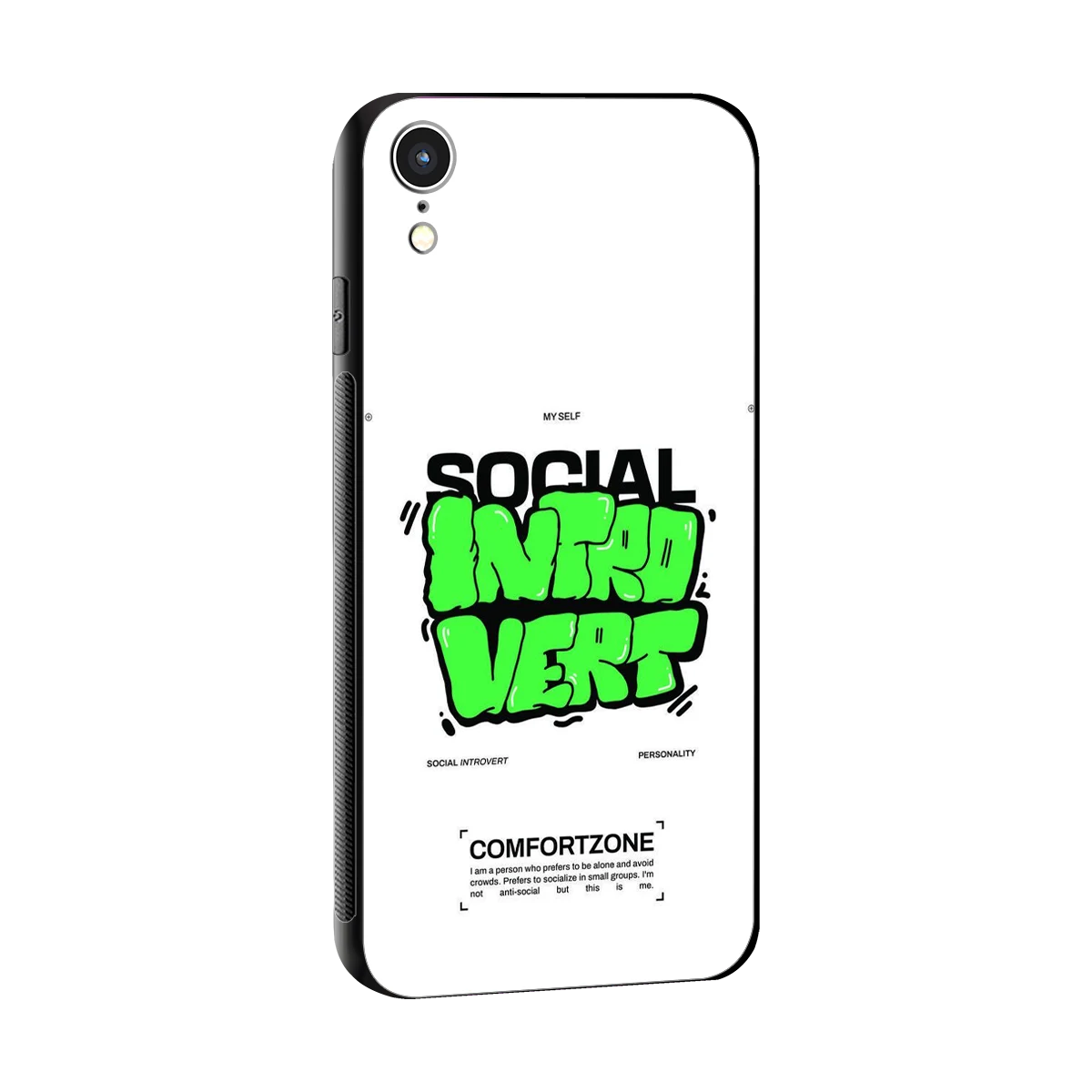 Social Introvert sleek iphone xr cover with tempered glass back and TPU edges