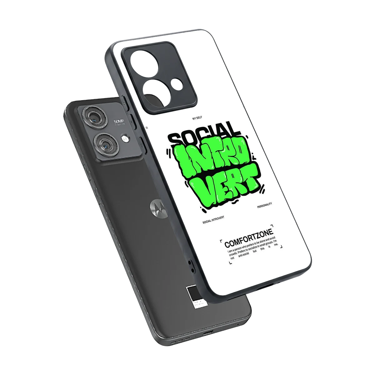 Social Introvert sleek motorola edge 40 neo 5g cover with tempered glass back and TPU edges