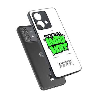 Social Introvert sleek motorola edge 40 neo 5g cover with tempered glass back and TPU edges