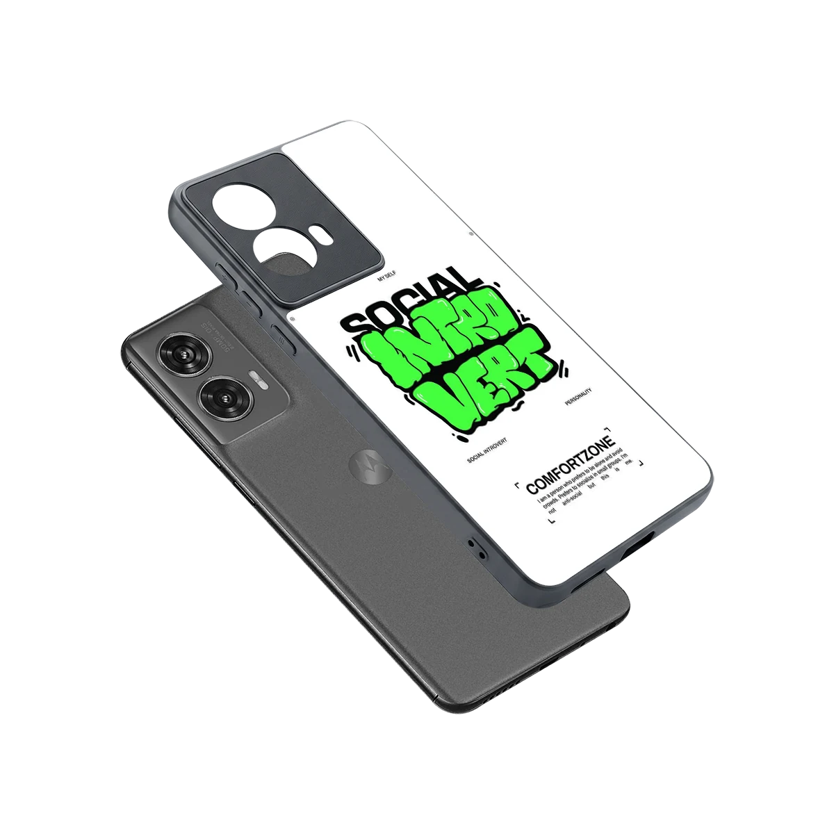 Social Introvert sleek motorola edge 50 fusion cover with tempered glass back and TPU edges