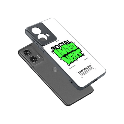 Social Introvert sleek motorola edge 50 fusion cover with tempered glass back and TPU edges