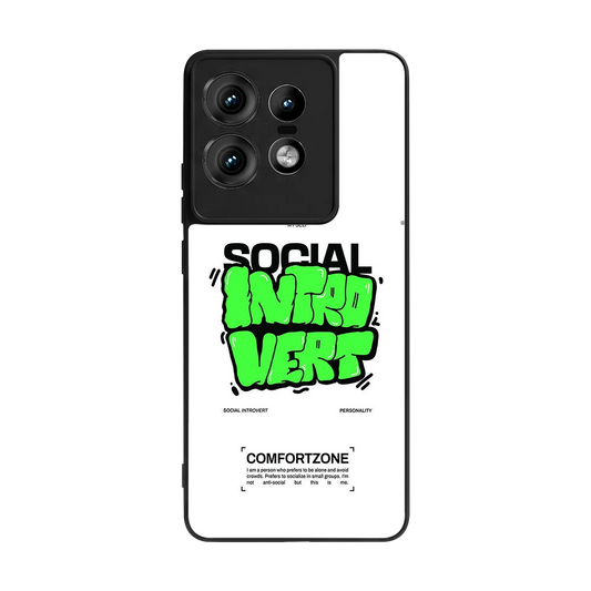 Social Introvert back phone cover | glass case for motorola edge 50 pro