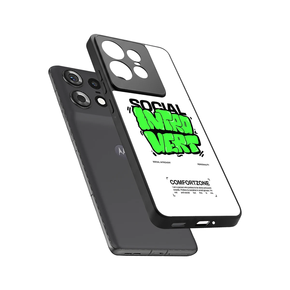 Social Introvert sleek motorola edge 50 pro cover with tempered glass back and TPU edges