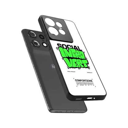 Social Introvert sleek motorola edge 50 pro cover with tempered glass back and TPU edges