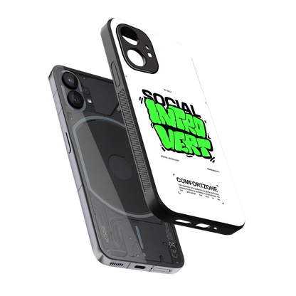 Social Introvert sleek nothing phone 1 cover with tempered glass back and TPU edges