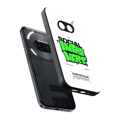 Social Introvert sleek nothing phone 2a cover with tempered glass back and TPU edges