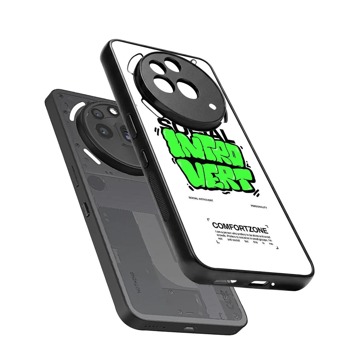Social Introvert sleek nothing phone 3a pro cover with tempered glass back and TPU edges