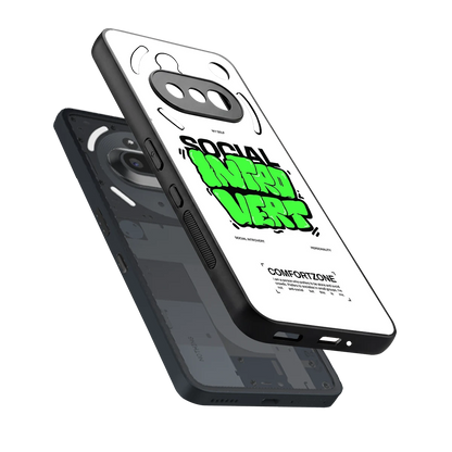 Social Introvert sleek nothing phone 3a cover with tempered glass back and TPU edges